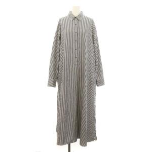 24SS オーバーAラインシャツワンピース ロング 長袖 36 白 黒 ホワイト ブラック /DF OS