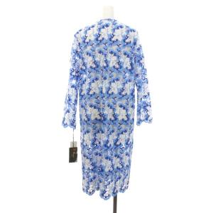 Diagram GRACE CONTINENTAL 花柄レースロングカーディガン 長袖 刺繍 シアー 36 白 ライトブルー 青