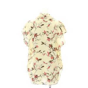 Theory 22SS Fluid Flower SS Drape NK Top ブラウス プルオーバー 花柄 フレンチスリーブ S ベージュ