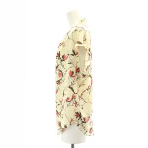 Theory 22SS Fluid Flower SS Drape NK Top ブラウス プルオーバー 花柄 フレンチスリーブ S ベージュ