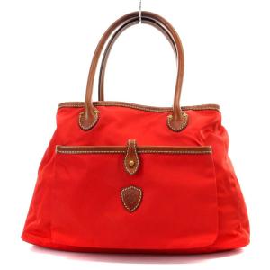 ナイロン レザー ハンドバッグ 赤 茶 レッド ブラウン 11-52 /DF OS