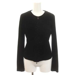 ジャケット ラインストーン ベロア 40 黒 ブラック