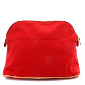 HERMES ボリードポーチ 化粧ポーチ コットン 赤 レッド