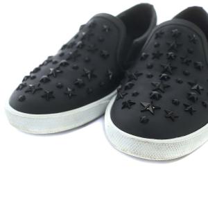 JIMMY CHOO スタースタッズスリッポン ラウンドトゥ レザー IT36.5 23.5cm 黒 ブラック
