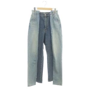 24SS  REMAKE STRAIGHT デニムパンツ ジーンズ 切替 ワイド 2 M 青 ブルー /AT