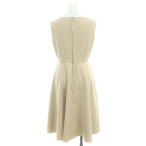 FOXEY NEW YORK ノースリーブフレアワンピース ロング ストレッチ 40 ベージュ 25414