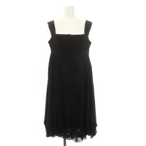 ワンピース スクエアネック ノースリーブ ひざ丈 40 黒 ブラック /MF OS