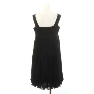 FOXEY NEW YORK ワンピース スクエアネック ノースリーブ ひざ丈 40 黒 ブラック /MF OS