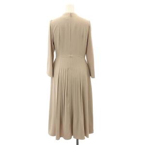 CELFORD ボウタイ プリーツ ワンピース 長袖 ロング 36 S ライトベージュ