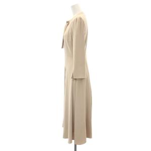 CELFORD ボウタイ プリーツ ワンピース 長袖 ロング 36 S ライトベージュ