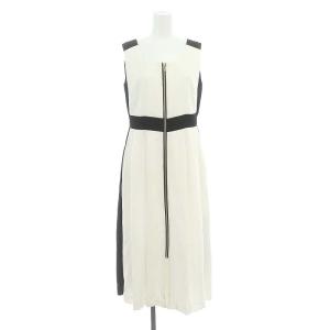 24SS ラインバイカラードレス ワンピース ロング ノースリーブ 36 白 黒 ホワイト ブラック