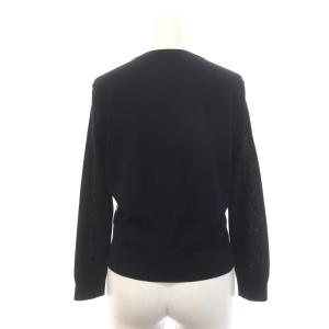 ANAYI フラワー刺繍カーディガン 長袖 クルーネック 36 S 紺 ネイビー