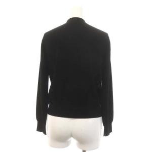 ANAYI フロントフラワー刺繍カーディガン ニット 長袖 クルーネック ウール 38 M 黒 ブラック