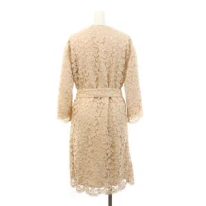 ANAYI レースノーカラーコート ミドル丈 七分袖 36 S ピンクベージュ