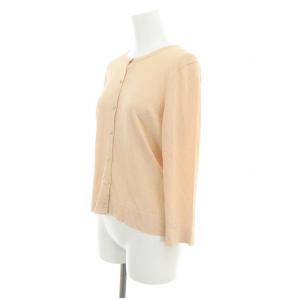 ANAYI レーヨンナイロン クルーネックカーディガン ニット 七分袖 38 M ピンクベージュ