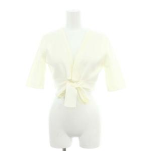 ベーシック basic 5922100 フロントリボンボレロ カーディガン 五分袖 ニット 34 オフホワイト