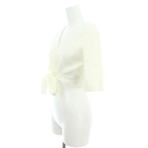 René ベーシック basic 5922100 フロントリボンボレロ カーディガン 五分袖 ニット 34 オフホワイト