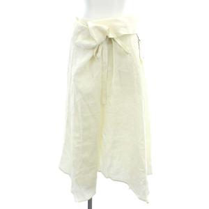 アシンメトリー スカート フレア ロング リネン ハイウエスト インナー付き 36 オフホワイト