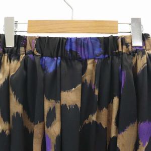 ANAYI 23AW ビッグフラワータック スカート ロング丈 ミモレ丈 34 XS 黒 ブラック マルチカラー