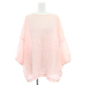 リネン オーバーシャツ ブラウス 九分袖 2WAY F ピンク /DF OS