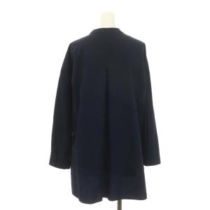 Leilian バンドカラー シャツチュニック レース 長袖 9 紺 ネイビー /DF OS