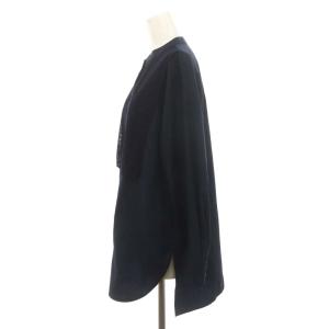 Leilian バンドカラー シャツチュニック レース 長袖 9 紺 ネイビー /DF OS