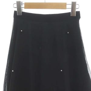 CELFORD 24SS リボンパールチュールスカート フレアスカート ロング 32 黒 ブラック