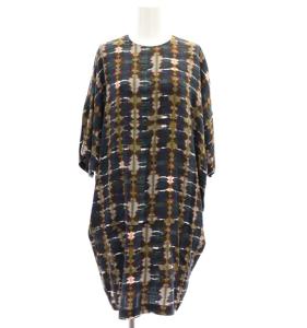 総柄シルクワンピース 膝丈 七分袖 38 マルチカラー /DO OS