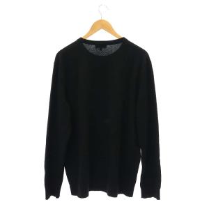 Theory OUR TIME CREW カシミヤクルーネックニット セーター 長袖 刺繍 XL 黒 白 ブラック ホワイト