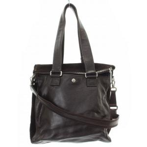 レザー2WAYショルダートートバッグ ダークブラウン