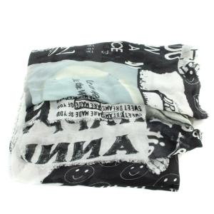 Faliero Sarti Theory別注  Anniversary FALIERO SARTI スマイル ストール ウール混 黒 ブラック グレー