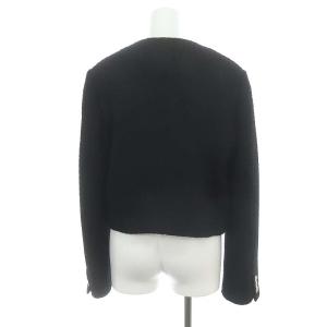 Plage 23AW Tweed ジャケット ツイード ノーカラー 総裏地 38 黒 ブラック