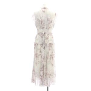 SNIDEL 22SS プリーツプリントワンピース ロング マキシ丈 フレンチスリーブ 花柄 シアー 0 紫 パープル