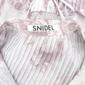 SNIDEL 22SS プリーツプリントワンピース ロング マキシ丈 フレンチスリーブ 花柄 シアー 0 紫 パープル