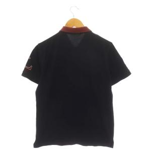 BURBERRY BLACK LABEL ロゴ刺繍 ポロシャツ 半袖 2 紺 赤 ネイビー レッド /MI OS