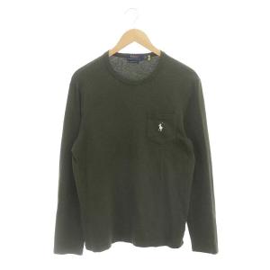 CUSTOM SLIM FIT ポケット 長袖カットソー プルオーバー M カーキ