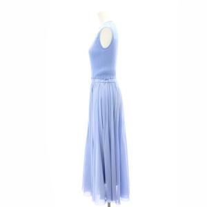 ANAYI 22SS シアーリブプリーツドッキングワンピース 36 ブルー