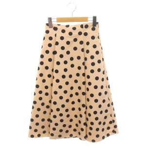 23SS グログランドットハイウエストスカート ロング ミモレ丈 34 ピンクベージュ 黒 ブラック /DF