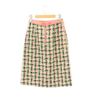 ANAYI 22SS ファンシーチェックツイードスカート トゥルニエ社製生地 タイト ミモレ ロング 34 XS マルチカラー