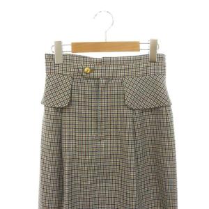 ANAYI 22AW サキソニーストレッチペプラムスカート タイト ミモレ ロング ウール チェック 34 XS 白 ホワイト 水色