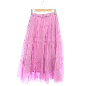 ANAYI 23SS コットンシルクローンティアード ギャザースカート ロング 34 ピンク