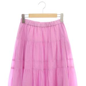 ANAYI 23SS コットンシルクローンティアード ギャザースカート ロング 34 ピンク