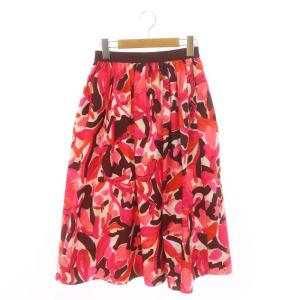 23AW アートフラワープリントダブルタック スカート フレア ロング 34 マルチカラー