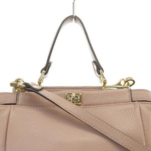 ANAYI ターンロック 2WAYバッグ ハンドバッグ ショルダーバッグ レザー ピンクべージュ