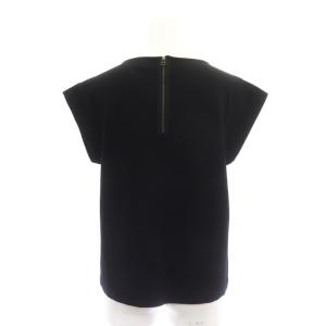 LANVIN en Bleu リボン ショートスリーブトップス ブラウス フレンチスリーブ プルオーバー 38 黒 ベージュ ブラック