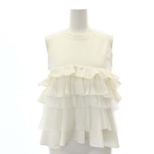 24SS ギャザーフリルタンクトップ カットソー ノースリーブ F 白 ホワイト /DF OS