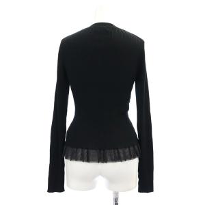 IENA 24SS 裾フリル プルオーバー ニット カットソー 長袖 リブ ラメ チュール 切替 黒 ブラック