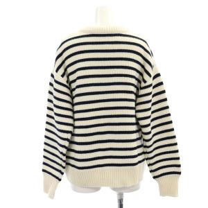 IENA sese ボーダークルーネック ニット セーター 長袖 ウール混 F 紺 ネイビー