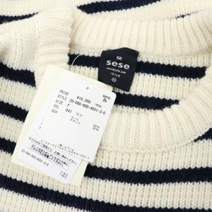 IENA sese ボーダークルーネック ニット セーター 長袖 ウール混 F 紺 ネイビー