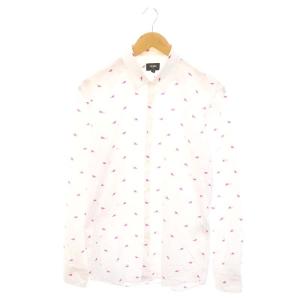 モンスターアイプレーンシャツ 長袖 前開き 総柄 39 白 ピンク 黒 FS0572A4S5